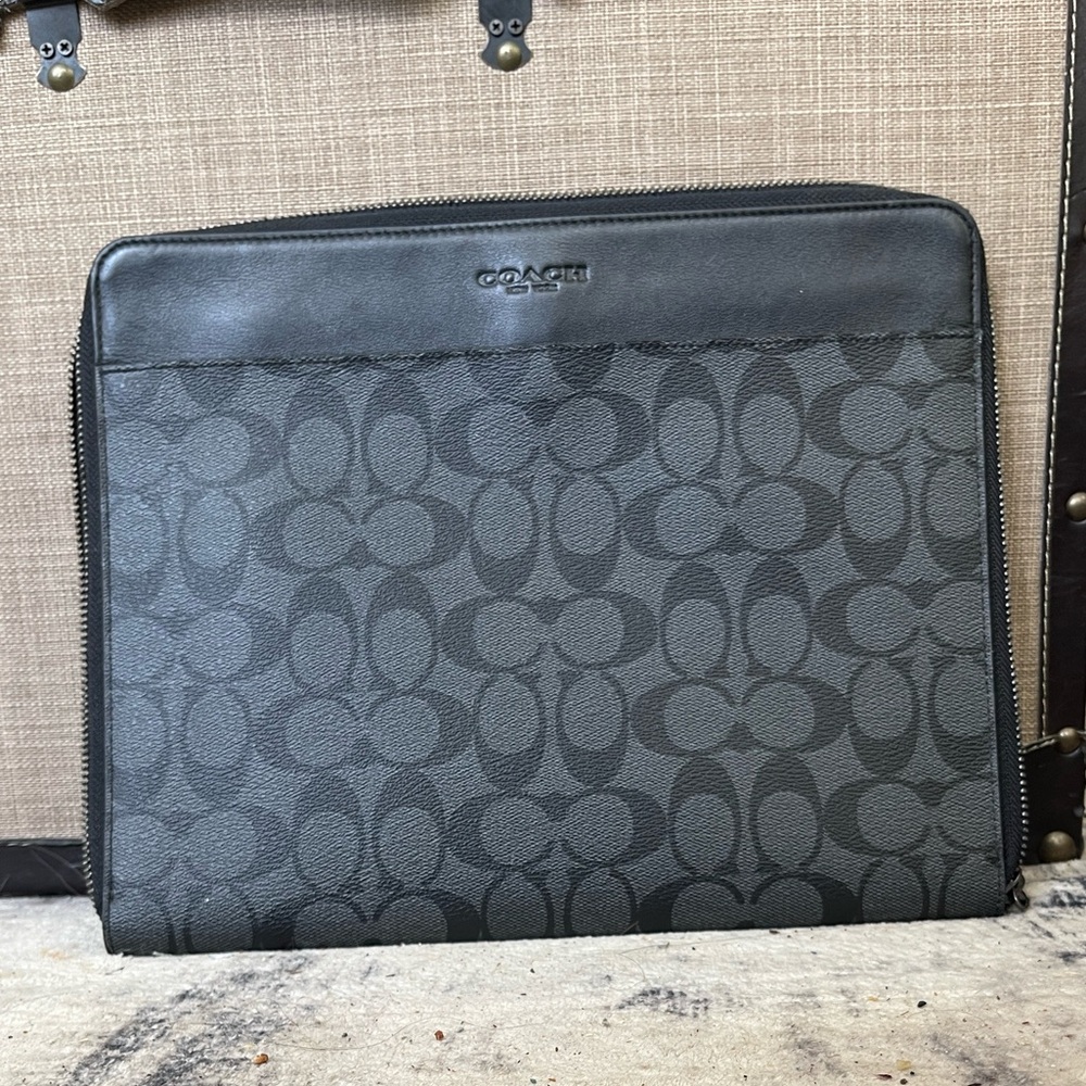 NWT Coach Black and Gray Signature Laptop Bag